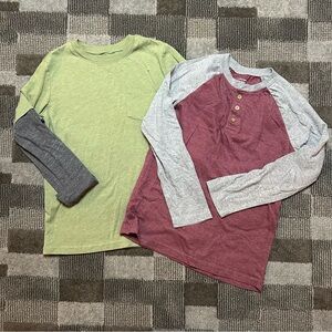 Jumping Beans Green and Red Long Sleeve Tees size 8